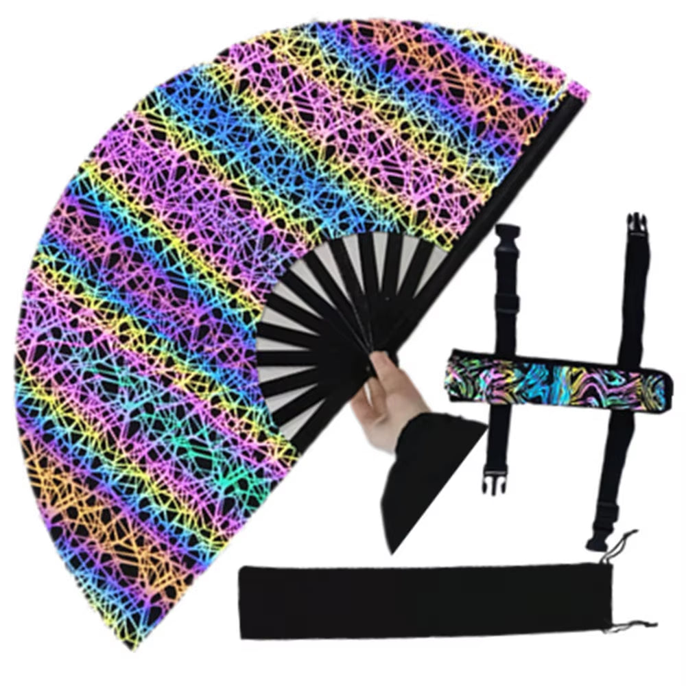Ravibe Portable Gradient Colorful UV Fluorescent Folding Fan