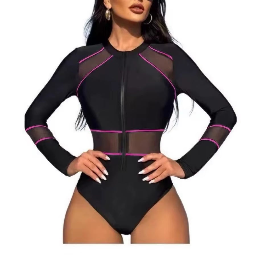 Ravibe Eclipse High Quality One-Piece Mesh Surf Suit – Long Sleeve Zipper 2025